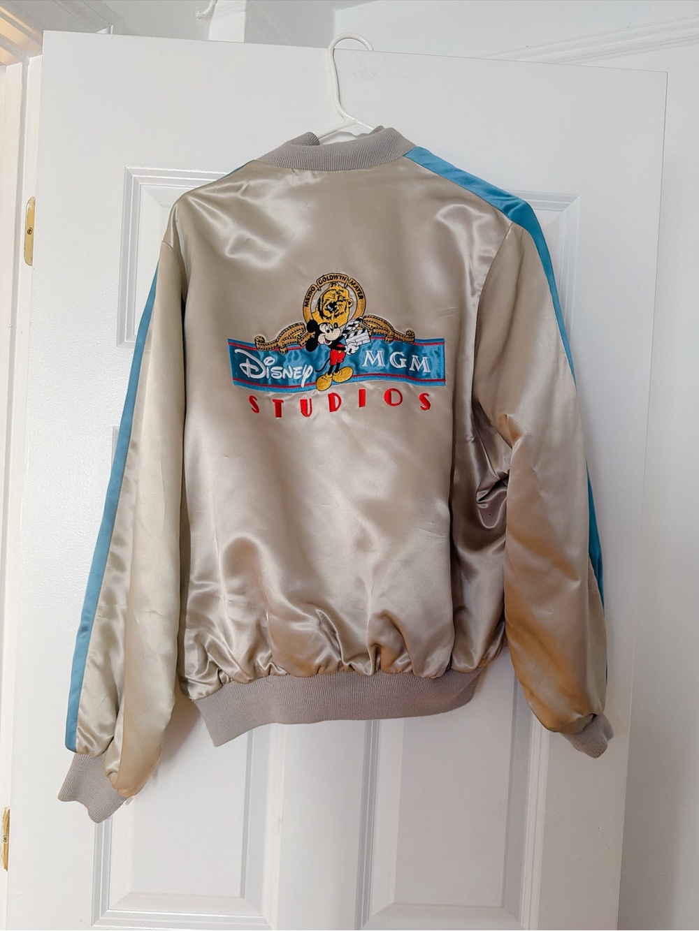 Disney MGM Studios Satin Jacket in Light Gold with Blue Trim